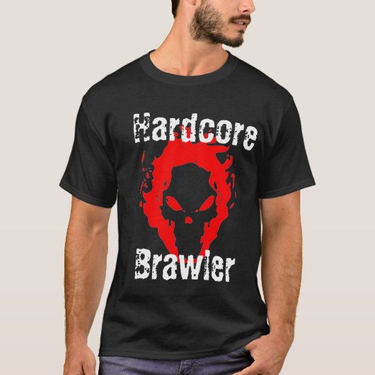 Hardcore Brawler Black T-Shirt (Voorkant)
