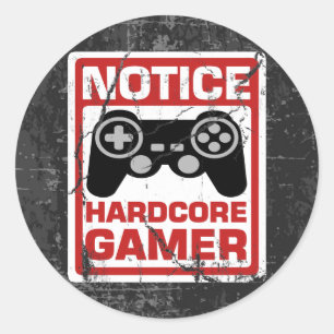 Hardcore gamer Notice Signboard Ronde Sticker