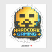 🎮💀 “Hardcore Gaming” Pixel Skull Sticker 👾🔥 (Vel)