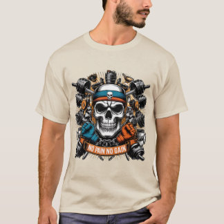 Hardcore Gym Skull Bodybuilding Motivation Design T-shirt