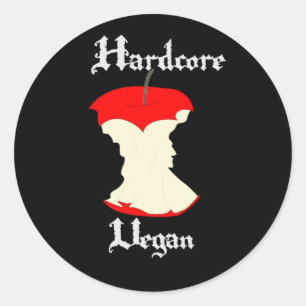Hardcore Vegan Apple Design Ronde Sticker