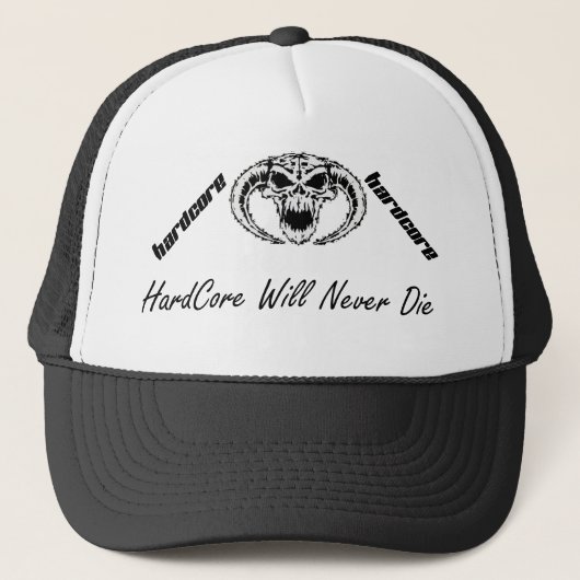 hardcore will never die trucker cap (Voorkant)
