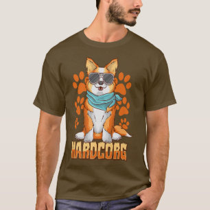 Hardcorg Corgi Pun Funny Corgi Dog met zonnebril T-shirt