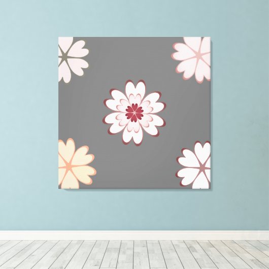 Harde bloemen op grijs canvas afdruk (Insitu (Houten vloer))