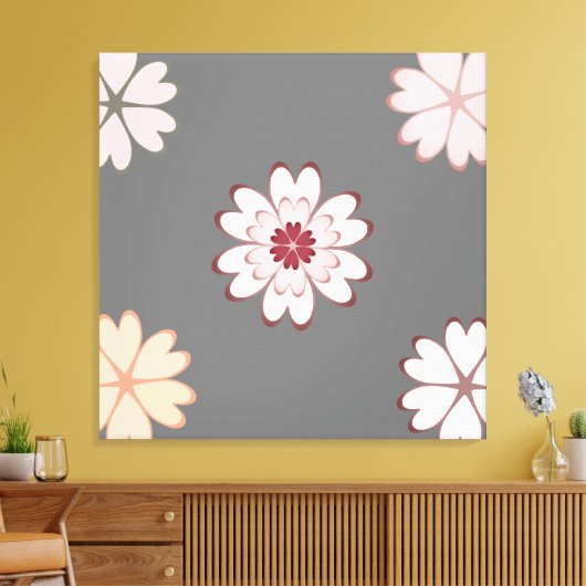Harde bloemen op grijs canvas afdruk (Insitu (Woonkamer))