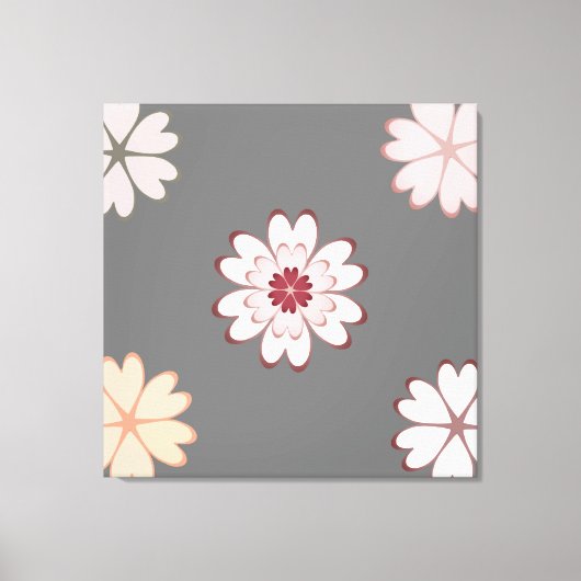 Harde bloemen op grijs canvas afdruk (Voorkant)