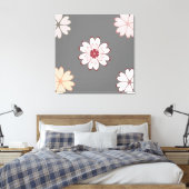 Harde bloemen op grijs canvas afdruk (Insitu (Slaapkamer))