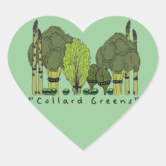 Harde Core Collard Greens Hart Sticker (Voorkant)