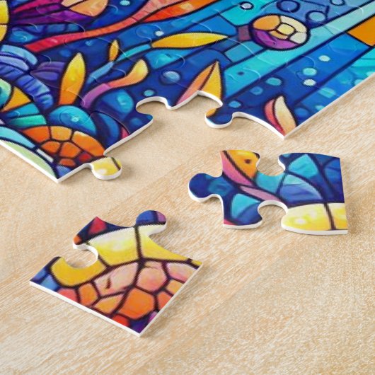 Harde haaienpuzzel in levendige mozaïekstijl legpuzzel (Zijkant)