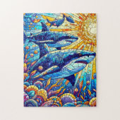 Harde haaienpuzzel in levendige mozaïekstijl legpuzzel (Verticaal)