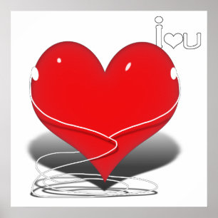Harde hartslag met tekst "I ・ U" Poster