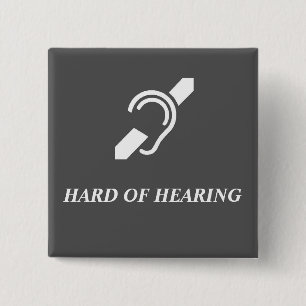 Harde hoorzitting wit op grijs vierkante button 5,1 cm