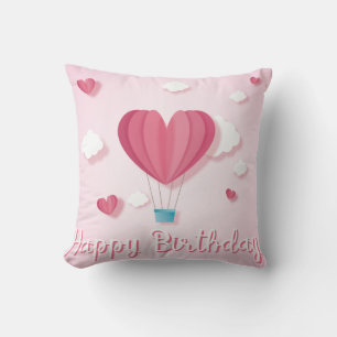 Harde luchtballon roze romantische Happy Birthday Kussen