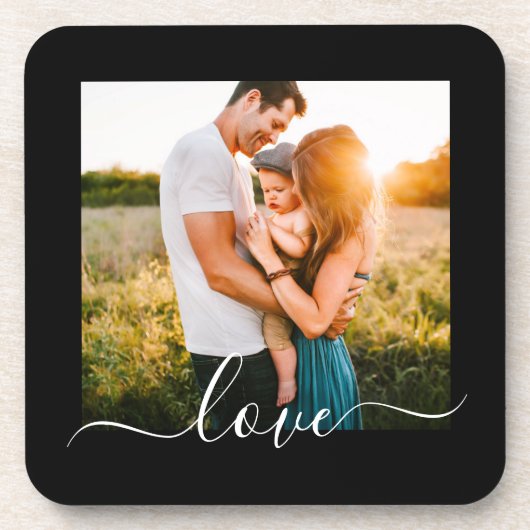 Harde Onderzetters Sjabloon Liefde Tekst zwart (Voorkant)