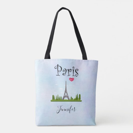 Harde Parijs met Eiffel Tower Custom Tote Bag (Achterkant)