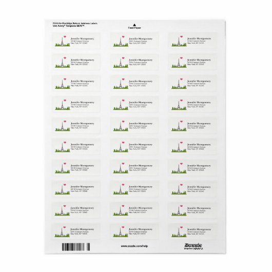 Harde Parijs met Eiffeltoren Etiket (Full Sheet)