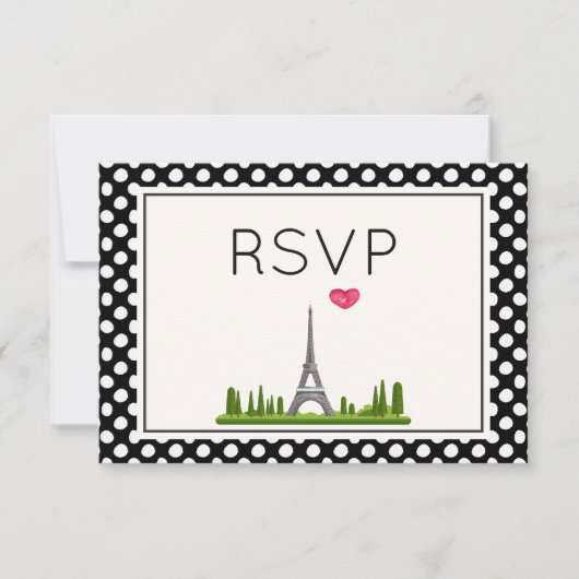 Harde Parijs met Eiffeltoren RSVP Kaartje (Voorkant)