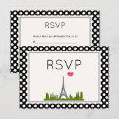 Harde Parijs met Eiffeltoren RSVP Kaartje (Voorkant / Achterkant)