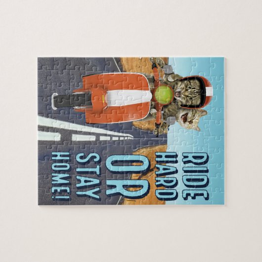 Harde schijf of blijf thuis - Katten op een bromme Legpuzzel (Horizontaal)