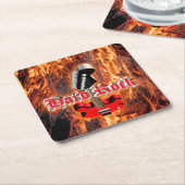 Harde steen in het vuur vierkante kartonnen onderzetter (Schuin)