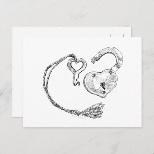 Harde vergrendeling en sleutel briefkaart (Voorkant / Achterkant)