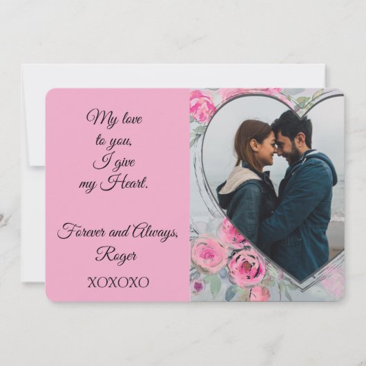 Harde vorm Foto Valentijnse  Flat Holiday Kaart (Voorkant)