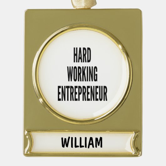 Harde werkondernemer verguld banner ornament (Voorkant)