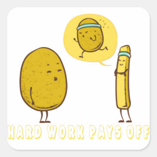 Harde werkpauzes uit vierkante sticker