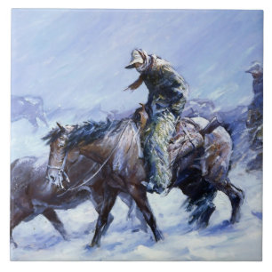 "Harde winter" Westerne kunst van WHD Koerner Tegeltje