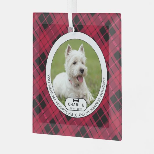 Hardest Goodbye Pet Memorial Glas Ornament (Voorkant links)