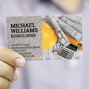 Hardhat-blauwdrukken   Bouwarchitect Visitekaartje