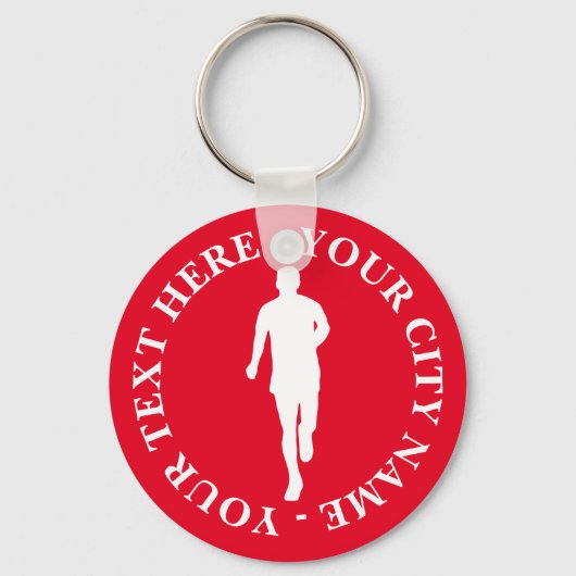 Hardloop man silhouet sleutelhanger met aangepaste (Voorkant)