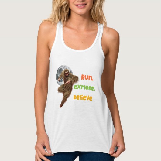 Hardloop Sasquatch Avontuur Geloof Ontwerp Tanktop (Voorkant)