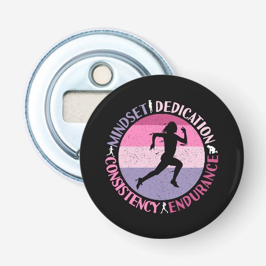 Hardloopmentaliteit - Girthy Runner-uithoudingsver Button Flesopener (Voorkant)