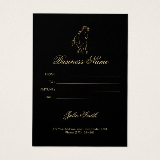 Hardlooppaard in goudkleur visitekaartje (Achterkant)