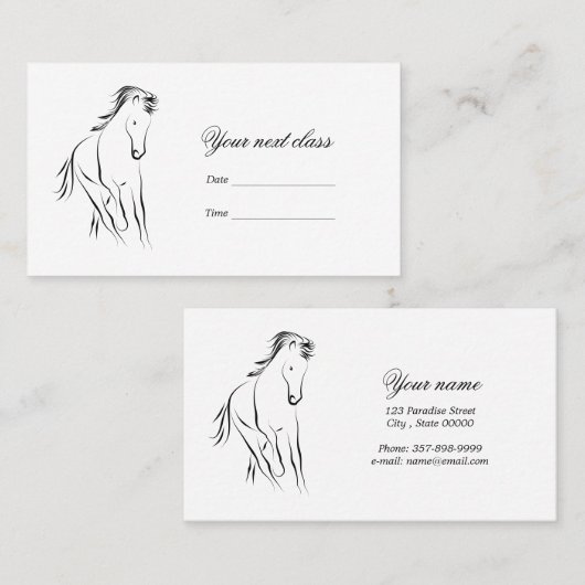 Hardlooppaard in zwarte kleur afsprakenkaartje (Voorkant / Achterkant)