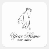 Hardlooppaard in zwarte kleur vierkante sticker (Voorkant)