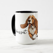 Hardlopen en Speelse Basset Hound Mok (Voorkant links)