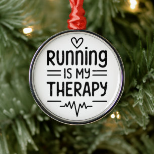 Hardlopen is mijn therapie grappige runner citaten metalen ornament