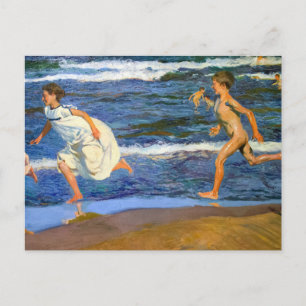Hardlopen langs het strand door Joaquin Sorolla Briefkaart