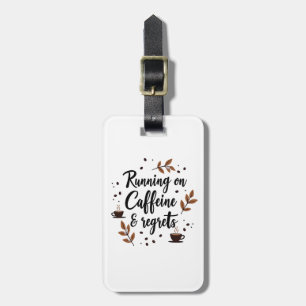 Hardlopen op cafeïne en betreurt esthetische bagag bagagelabel