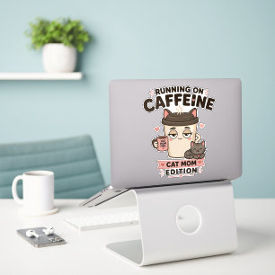 Hardlopen Op Cafeïne Grappige Kat Moeder Laptop St Sticker