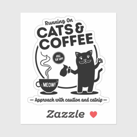 Hardlopen op Cats & Coffee Die-Cut Sticker (Vel)