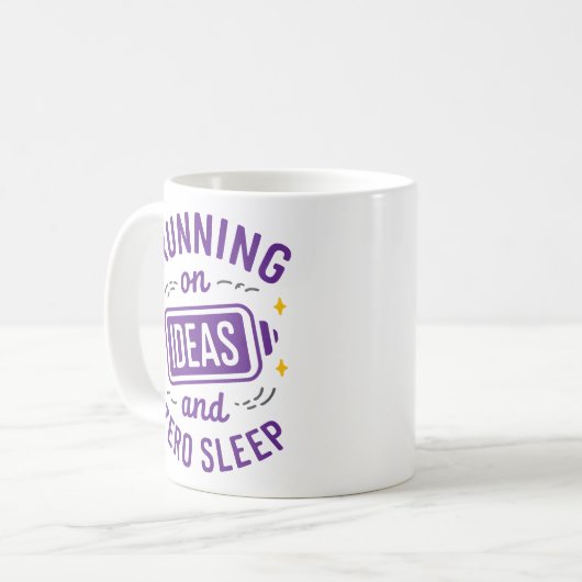 Hardlopen op Ideeën & Zero Sleep Grappig Relatable Koffiemok (Voorkant links)