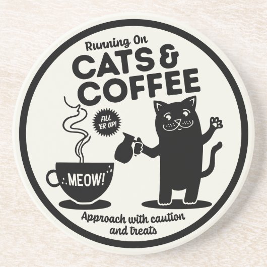 Hardlopen op katten en koffie zandsteen onderzetter (Voorkant)