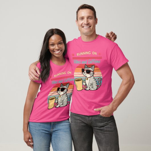 Hardlopen op Vibes & Cafeïne - Cool Cat Retro T-shirt (Unisex)