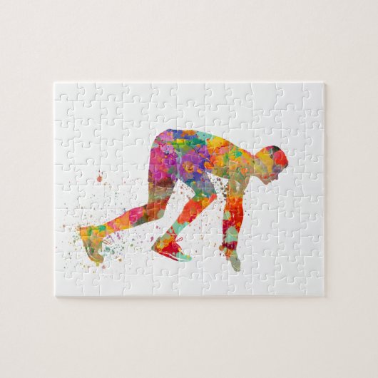 Hardloper in waterverf legpuzzel (Horizontaal)