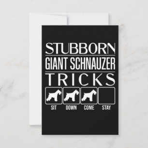 Hardnekkige reuzenschnauzer trucs, grappige reuzen RSVP kaartje