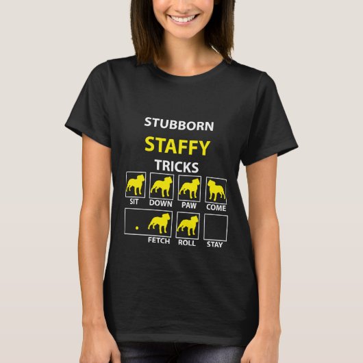 Hardnekkige Staffy Tricks T-shirt (Voorkant)