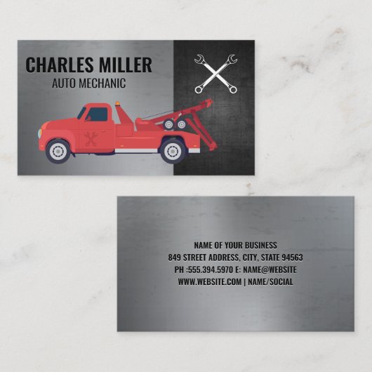 Hardware Gereedschap | Rode Sleepwagen Visitekaartje (Voorkant / Achterkant)